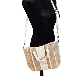 Universal Thread Striped Canvas Tote / Crossbody Bag